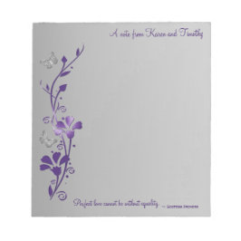 Lila, Grått Butterfly Foral med skotskt ordspråk Anteckningsblock