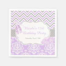 Lila & Grått Chevron Ballerina Birthday