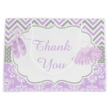 Lila Grått Chevron Ballerina Birthday Tack