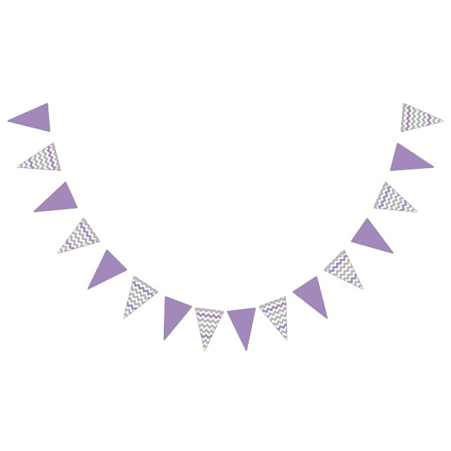 Lila Grått Chevron Festive Bunting Vimplar (Alla)