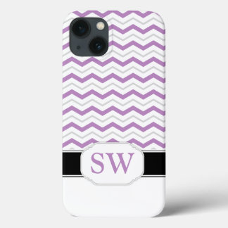 Lila & Grått Chevron Monogram iPad 2/3/4 Fodral