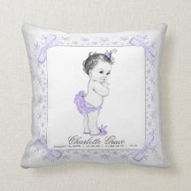 Lila Grått Flicka Nursery Baby Pillow