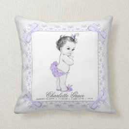 Lila Grått Flicka Nursery Baby Pillow Kudde