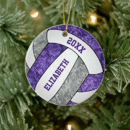 lila grått Flickor volleyball Team färg Julgransprydnad Keramik