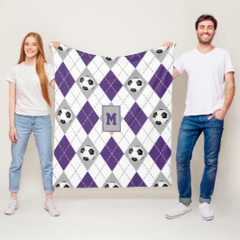 lila grått-fotbollslaget färg argyle mönster fleecefilt