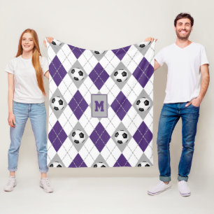 lila grått-fotbollslaget färg argyle mönster fleecefilt