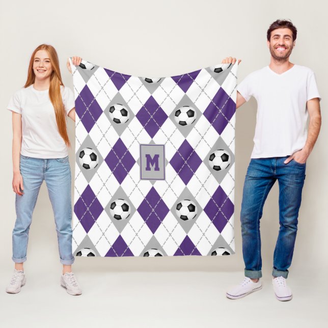 lila grått-fotbollslaget färg argyle mönster fleecefilt (På plats)