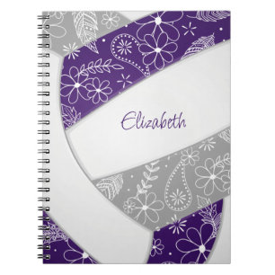 lila grått girly boho sport volleyball journal anteckningsbok