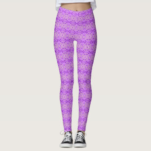 Lila Grått Grått Art Deco Lattice Mönster Gym Yoga Leggings