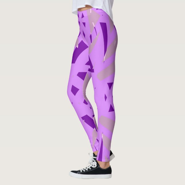 Lila Grått Grått Art Deco Mönster Yoga Valentine Leggings (Vänster)