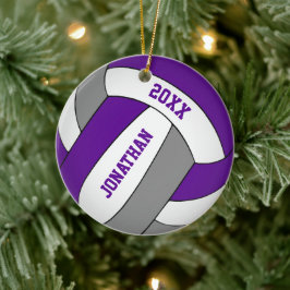 lila grått idrottslag färg boys volleyball julgransprydnad keramik