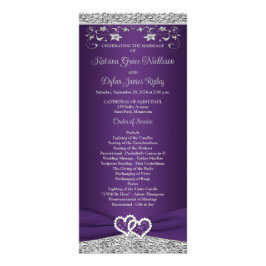 Lila, Grått Kärlek Hearts-Bröllopsprogram Reklamkort