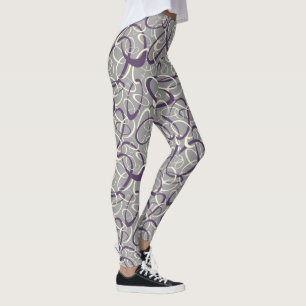 lila grått-mod-retroslingor, geometrisk mönster leggings