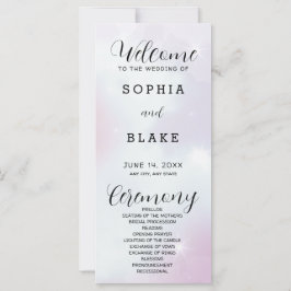 Lila Grått och Vit Modern Bröllopsprogram
