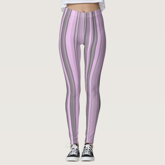 Lila Grått Rand Leggings (Framsida)