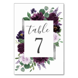 Lila Grått Silver Watercolor Peony Fall Wedding Bordsnummer