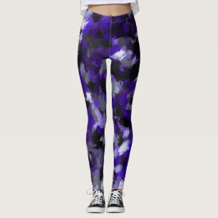 Lila, Grått, svart och blå Abstrakt Leggings
