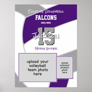 lila grått volleyball Team färg minneshögtid Poster