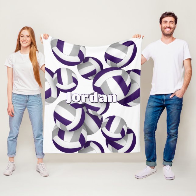 lila grått volleybollar Flickor i sportrumsdekaler Fleecefilt (På plats)