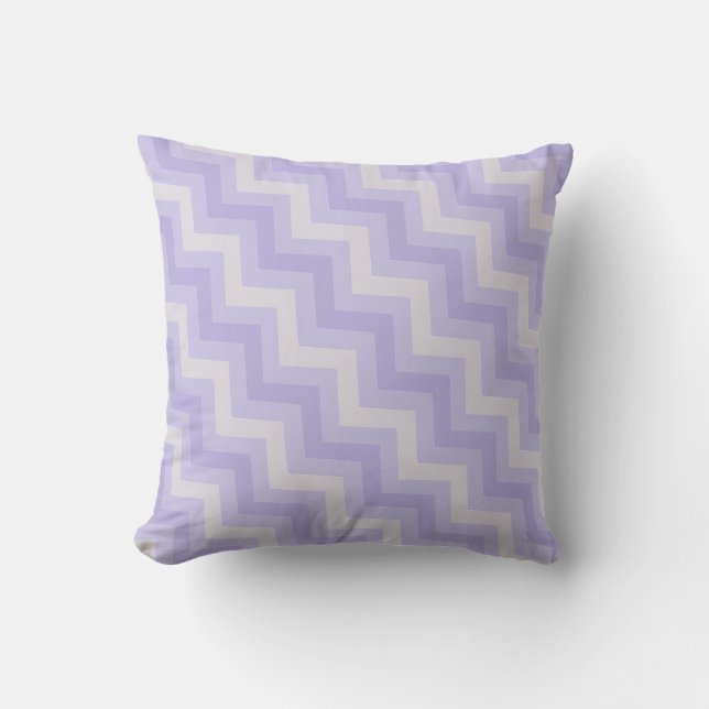 Lila grått zigzag chevron, mönstrad kudde (Framsida)