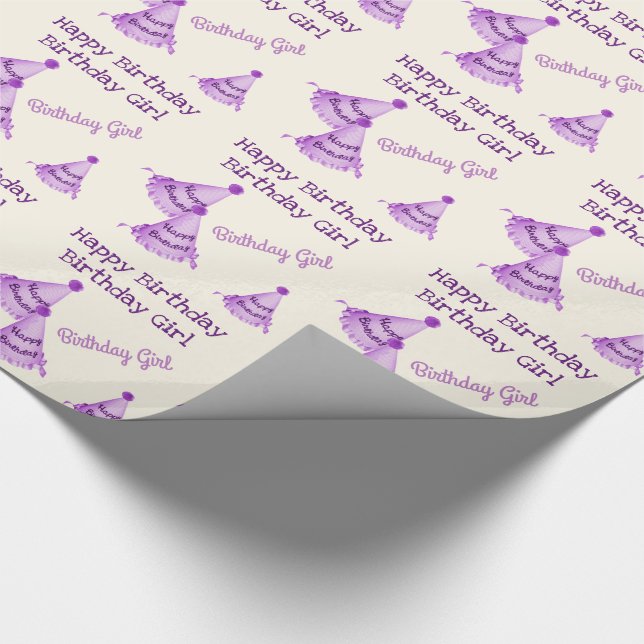 Lila Grattis på födelsedagen Girl - eller Namn - P Presentpapper (Hörn)