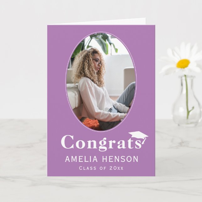 Lila Gratulerara fotokort för Student Studenten Kort (Liten växt)