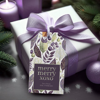 Lila Gre jul Merry Mönster#21 ID1009 Presentetikett