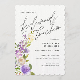 Lila Greenery Blommigt Bridesmaids Luncheon Inbjudningar