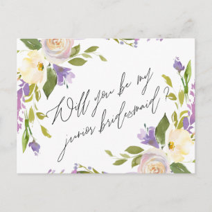 Lila Greenery Blommigt var min Junior Bridesmaid Inbjudan Vykort