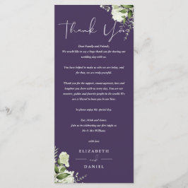 Lila Greenery Bröllop Tack Place Card Meny