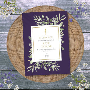 Lila Greenery Christian Funeral Memorial Tack Kort