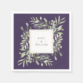 Lila Greenery Foliage Bröllop Napkins Pappersservett