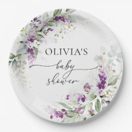 Lila Greenery Lavender Baby Shower Papper Platt