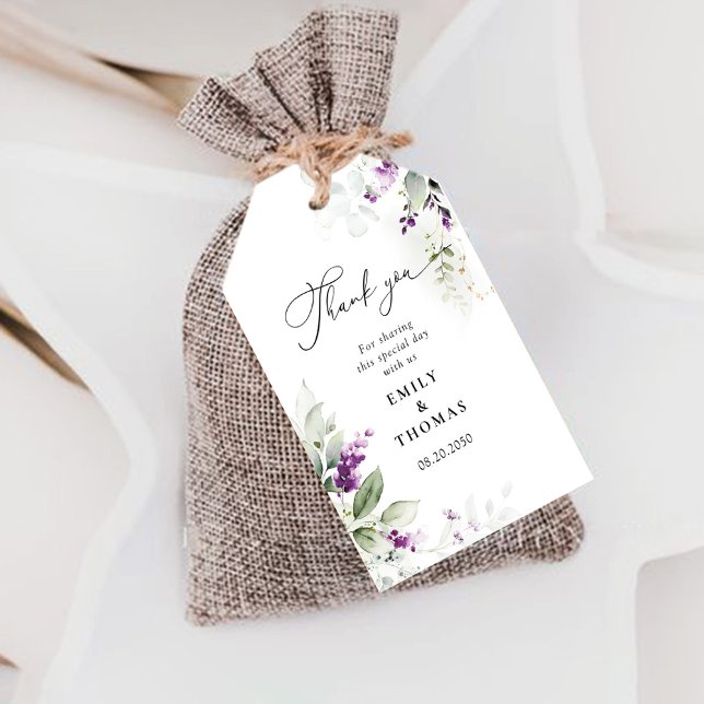 Lila Greenery Lavender Bröllop Gift Märkre Presentetikett (Skapare uppladdad)