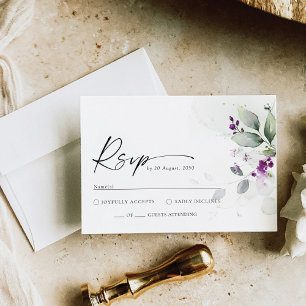 Lila Greenery Lavender Bröllop OSA Card Kort