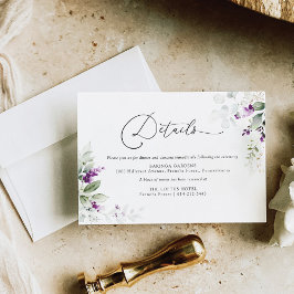 Lila Greenery Lavender Bröllop-visitkort Tilläggskort