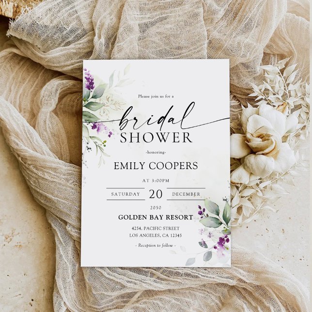 Lila Greenery Lavender Inbjudningskort för möhippa (Skapare uppladdad)