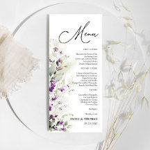 Lila Greenery Lavender Möhippa Menu