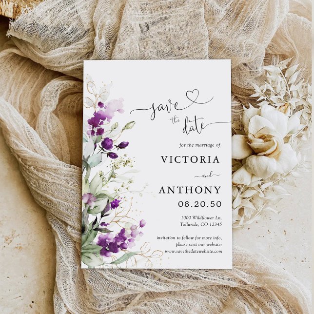 Lila Greenery Lavender sparar datumkort Inbjudningar (Skapare uppladdad)