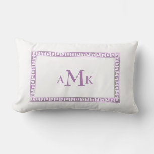 Lila grekiska Nyckel Monogrammed Lumbar Pillow Lumbarkudde