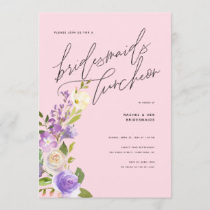 Lila Grey Blommigt Bridesmaids Luncheon  Inbjudningar