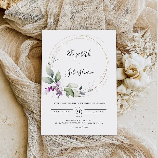 Lila Grey Lavender bröllopsinbjudan Inbjudningar (Skapare uppladdad)