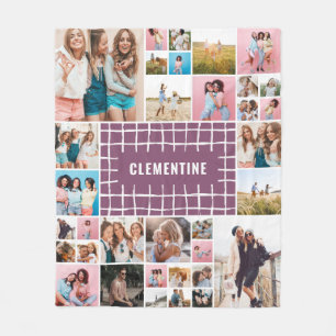 Lila grid 34, foto, modern minimal snyggt fleecefilt