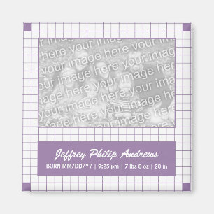 Lila Grid Photo Magnet
