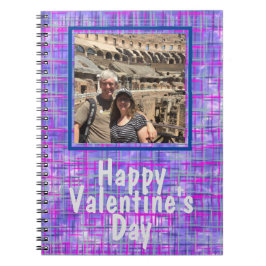 Lila Grid Photo Valentine Spiral fotopatbok för bä Anteckningsbok