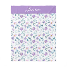 Lila Grön Akvarell Vildblomma Monogram Namn