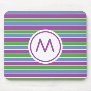 Lila Grön Blå Randig Monogram Musmatta
