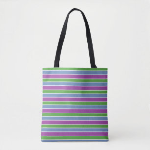 Lila Grön Blå Randig Tygkasse