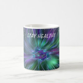 Lila Grön Blomma Modern Abstrakt Fraktal Text Kaffemugg
