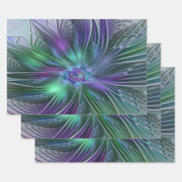 Lila Grön Blomma Modern Abstrakt Konst Fraktal